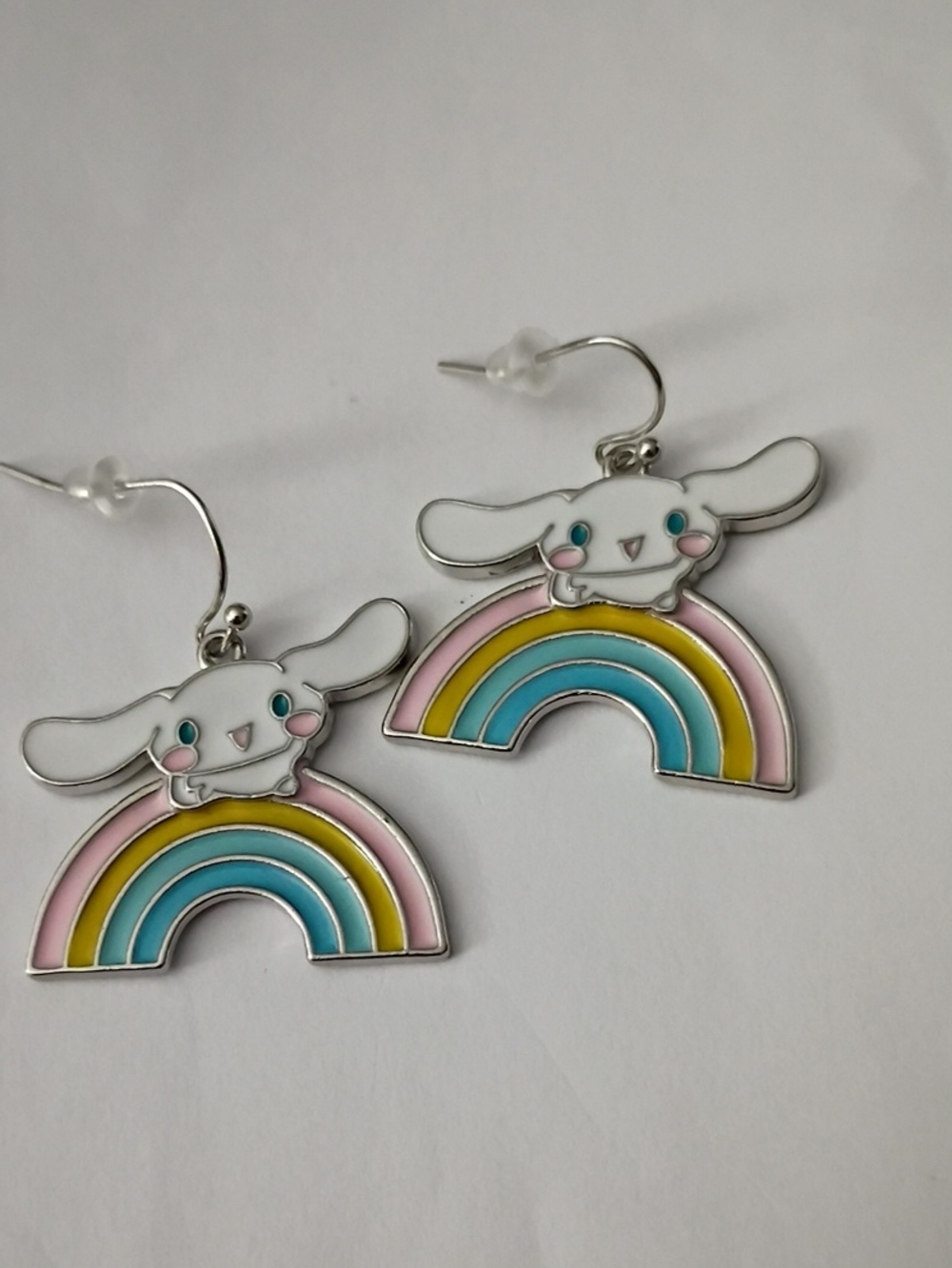 Cute Rainbow Bunny Dangle Earrings - Pastel Pink, Yellow & Blue For Women/Girls